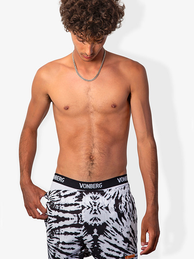 vonberg premium swimshort for men in tye dye black and white
