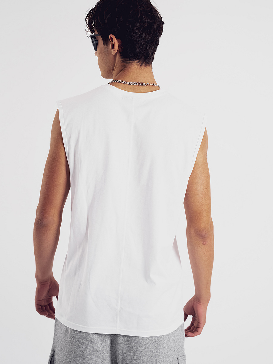 lennox monogram sleeveless tee in white color for men