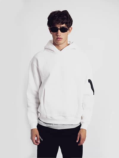 vonberg premium v type hoodie for men and women in white