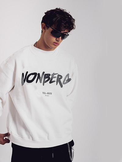 vonberg punk logo premium signature sweatshirt for men and women in white color